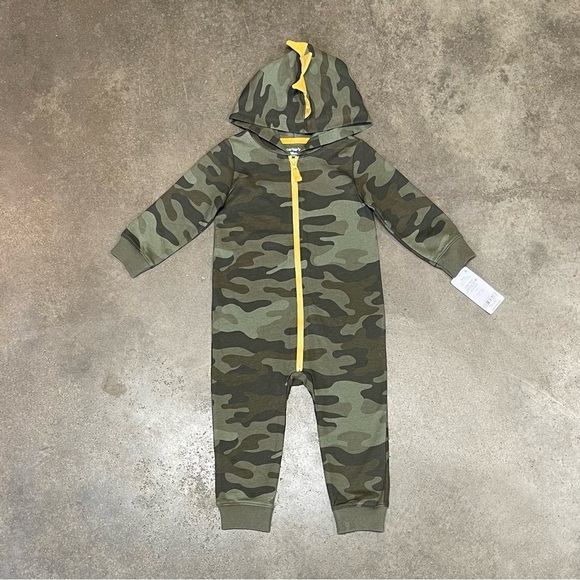 NWT Carter's Baby Camo Dinosaur Hooded One Piece 18 Months - Picture 1 of 8
